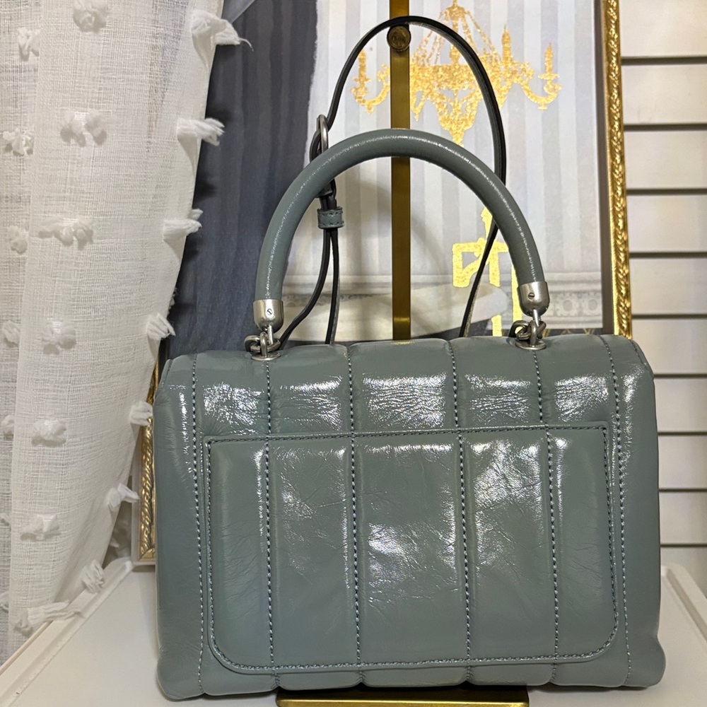 Tory Burch🍀light Gray Small Kira chain Quilted Leather Crossbody Bag-Beautiful - Picture 7 of 14